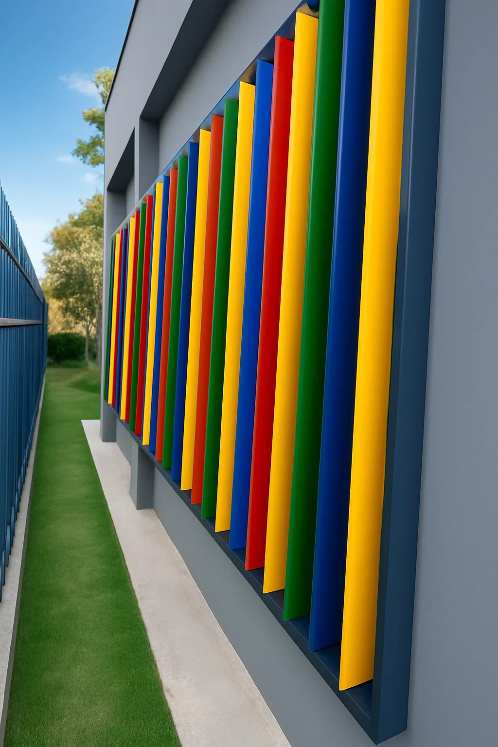 Portão de alumínio em fachada contemporânea